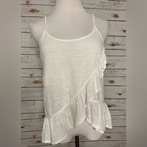 A.L.C. coquette white linen ruffled wrap top Size Small